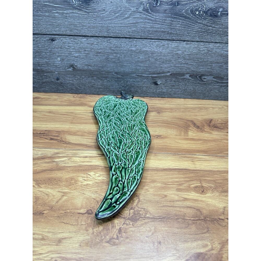 Vintage Ceramiche Virginia Made in Italy Green Pepper Ceramic Platter 17x6.25”